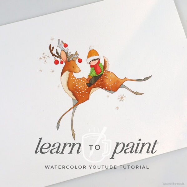 Whimsical Boy and Deer Painting (YouTube Tutorial Template)