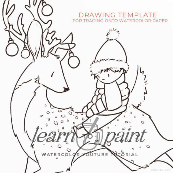 Whimsical Boy and Deer Painting (YouTube Tutorial Template) - Image 2